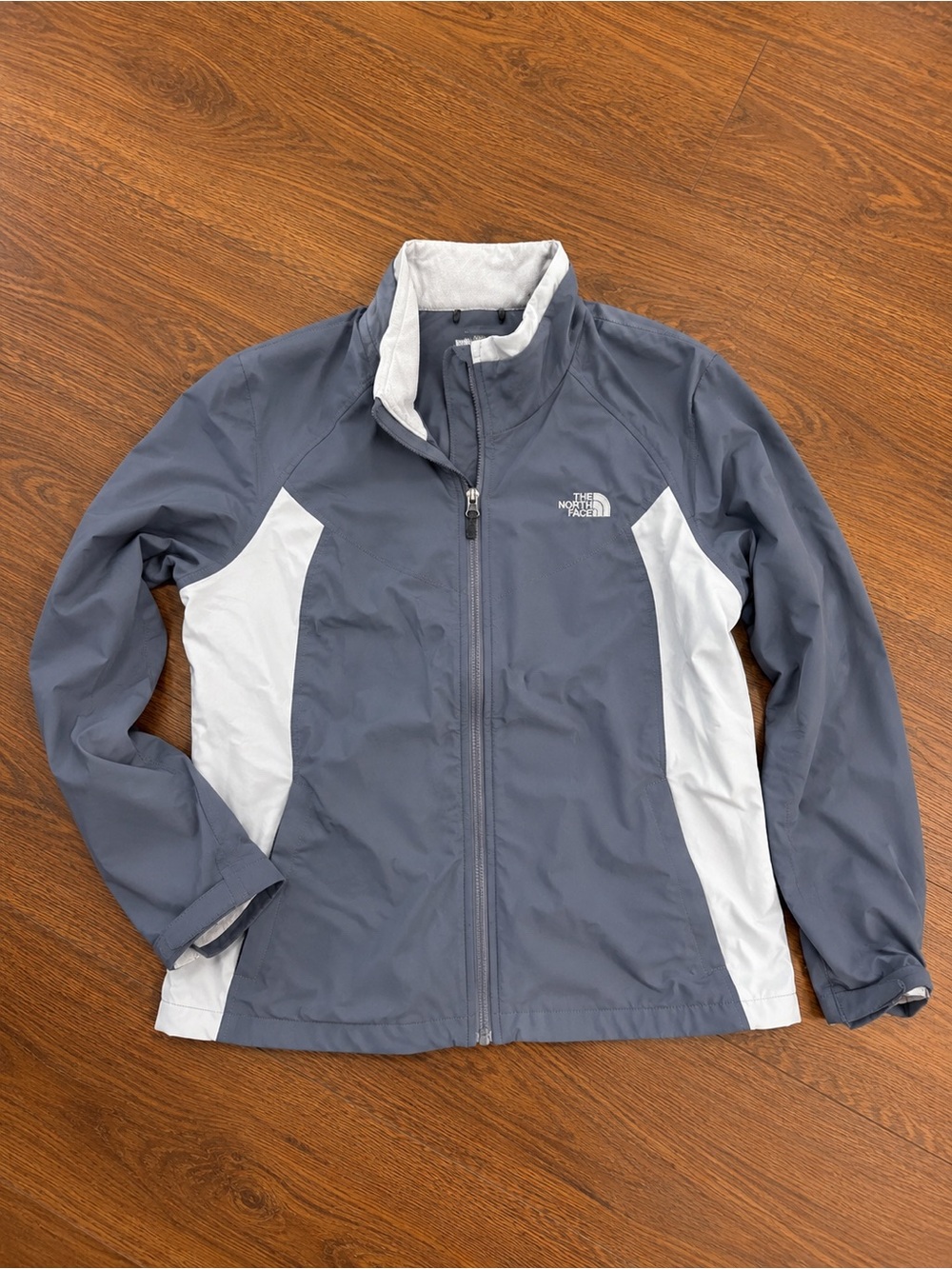 The North Face Blue and White Women's Zip Windbreaker Sz L